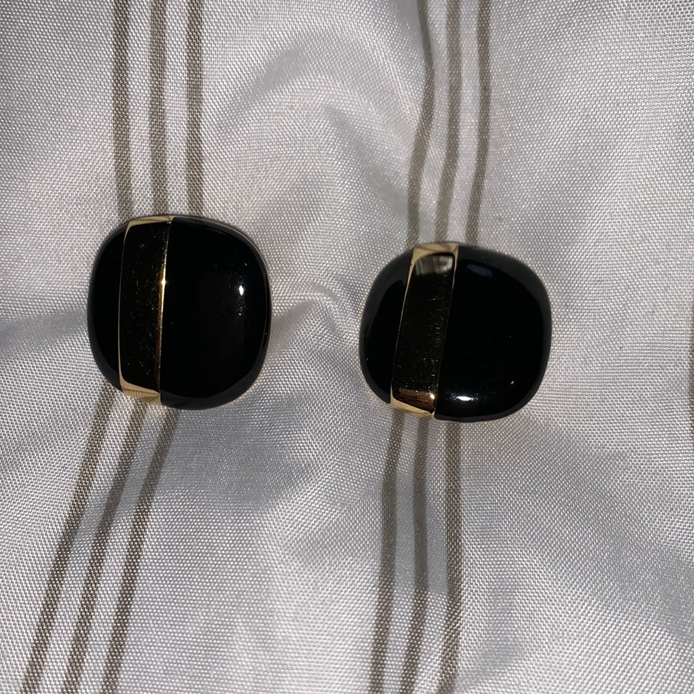 Monet Black and Gold Earrings
